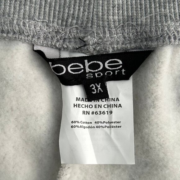 bebe Women's Sport Fleece Drawstring Waist Jogger Sweatpants Gray/Black/White - Picture 8 of 9